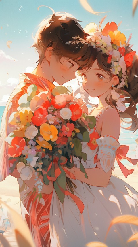 Cute Anime Couple at Beach Aesthetic Romantic (14)