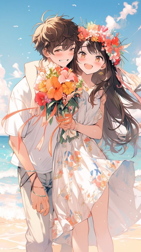 Cute Anime Couple at Beach Aesthetic Romantic (2)