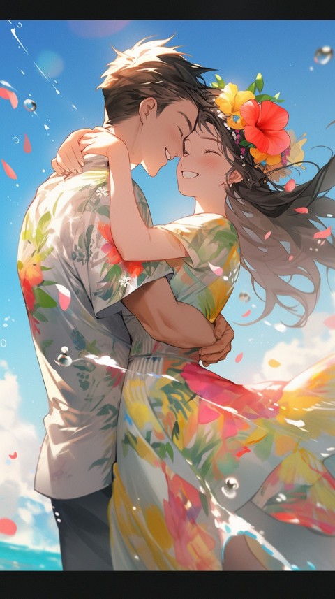 Cute Anime Couple at Beach Aesthetic Romantic (12)