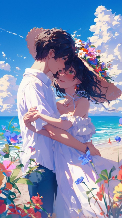 Cute Anime Couple at Beach Aesthetic Romantic (19)