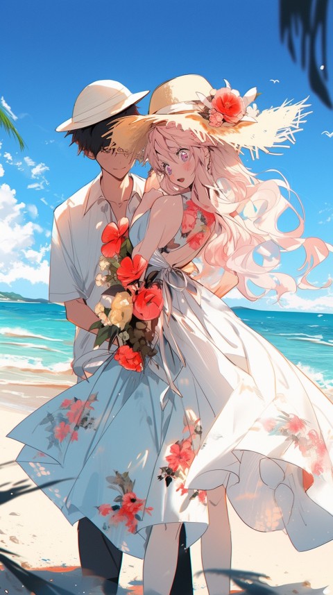 Cute Anime Couple at Beach Aesthetic Romantic (7)