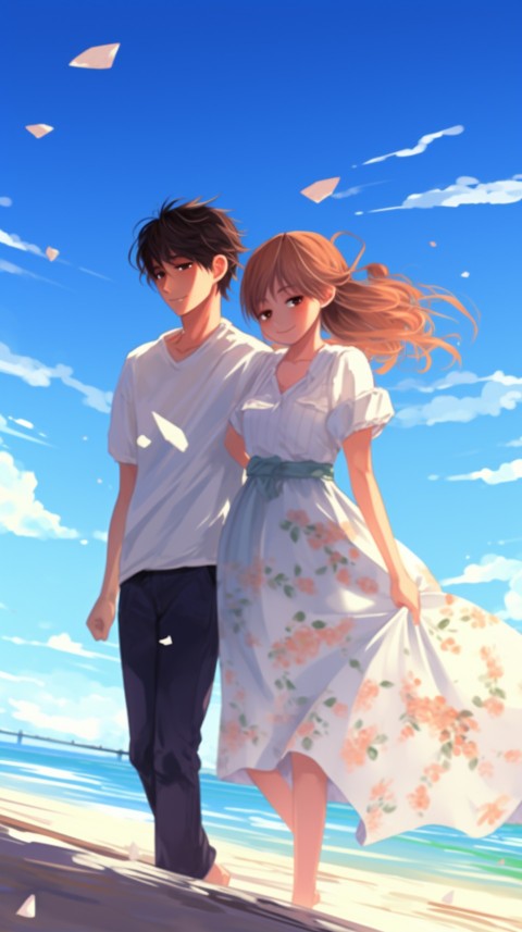 Cute Anime Couple at Beach Aesthetic Romantic Love (5)