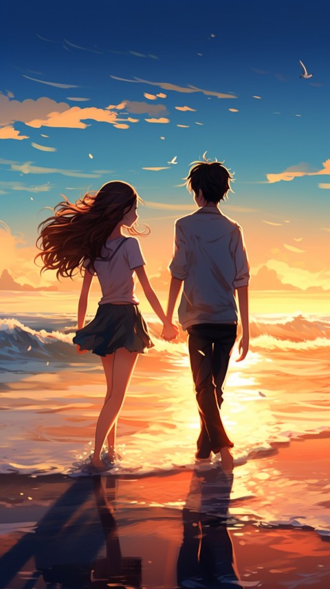 Cute Anime Couple at Beach Aesthetic Romantic Love (10)