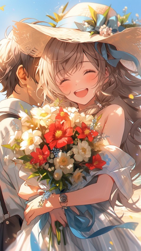Cute Anime Couple at Beach Aesthetic Romantic (26)