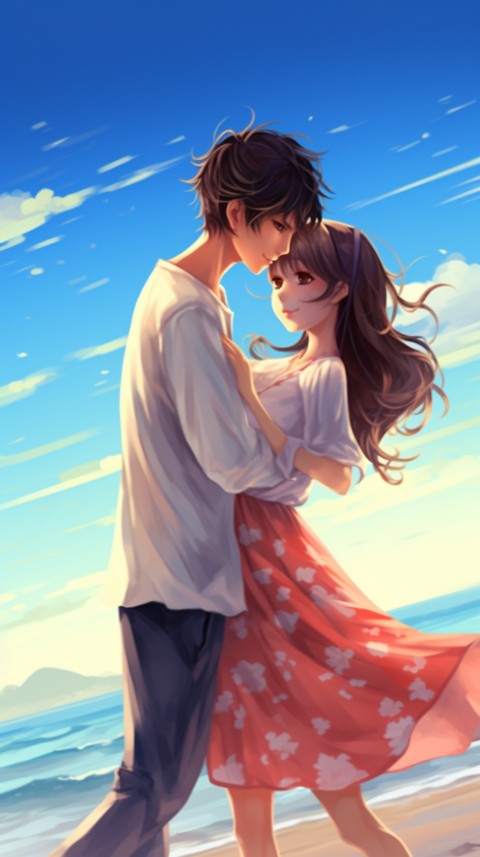 Cute Anime Couple at Beach Aesthetic Romantic Love (27)