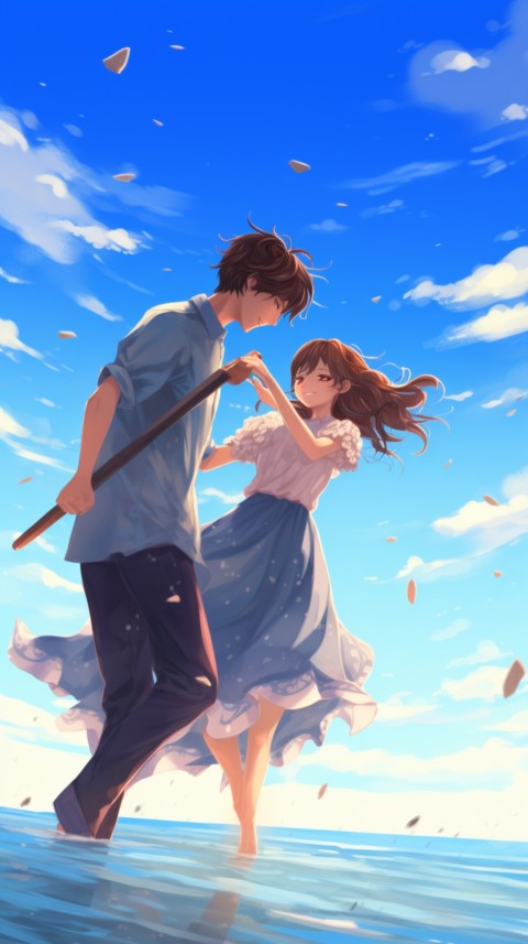 Cute Anime Couple at Beach Aesthetic Romantic Love (20)