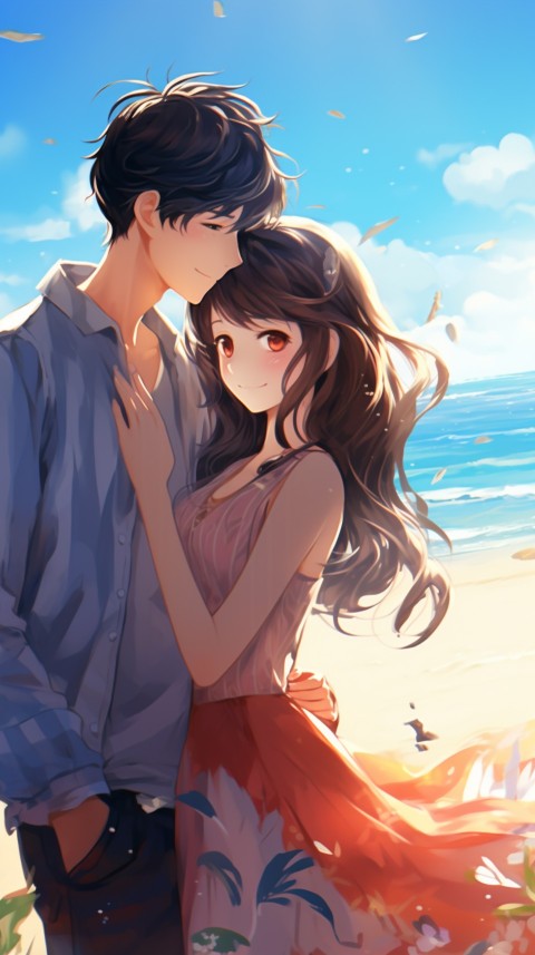Cute Anime Couple at Beach Aesthetic Romantic Love (19)