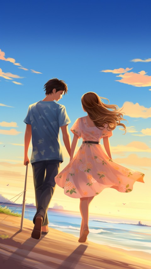 Cute Anime Couple at Beach Aesthetic Romantic Love (12)