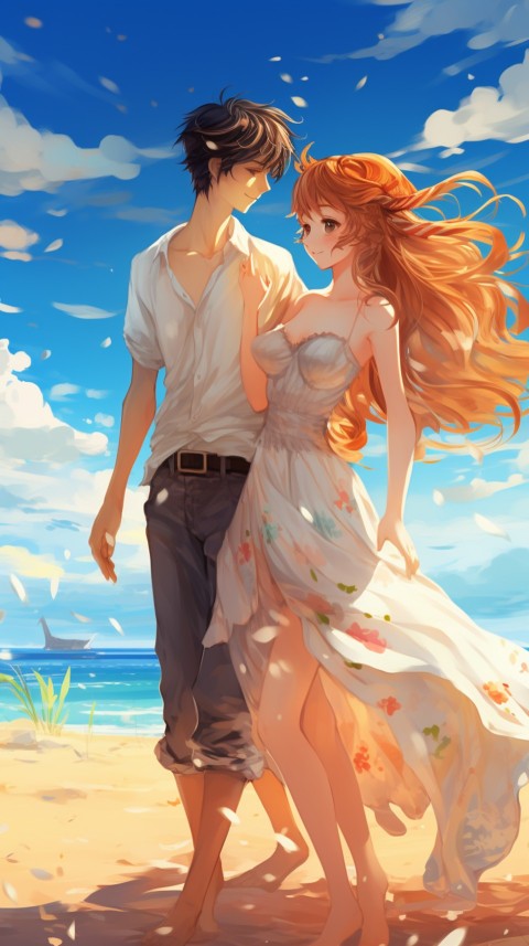 Cute Anime Couple at Beach Aesthetic Romantic Love (22)