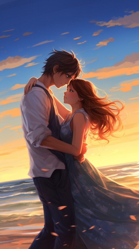 Cute Anime Couple at Beach Aesthetic Romantic Love (36)