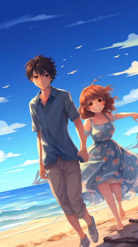Cute Anime Couple at Beach Aesthetic Romantic Love (43)