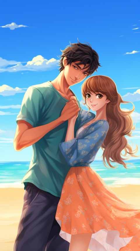 Cute Anime Couple at Beach Aesthetic Romantic Love (41)