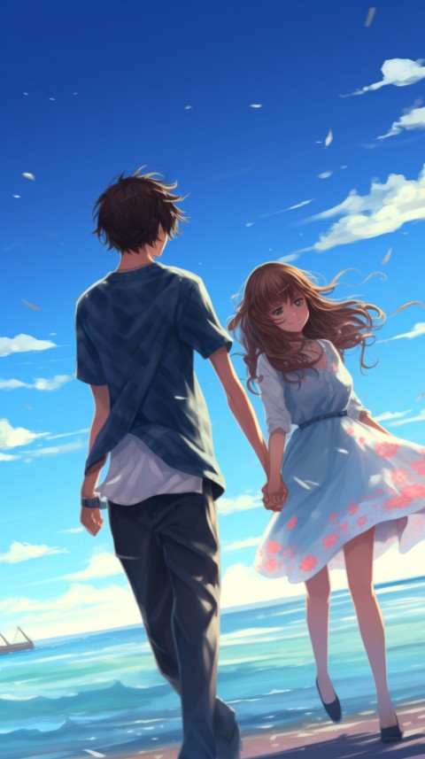 Cute Anime Couple at Beach Aesthetic Romantic Love (33)