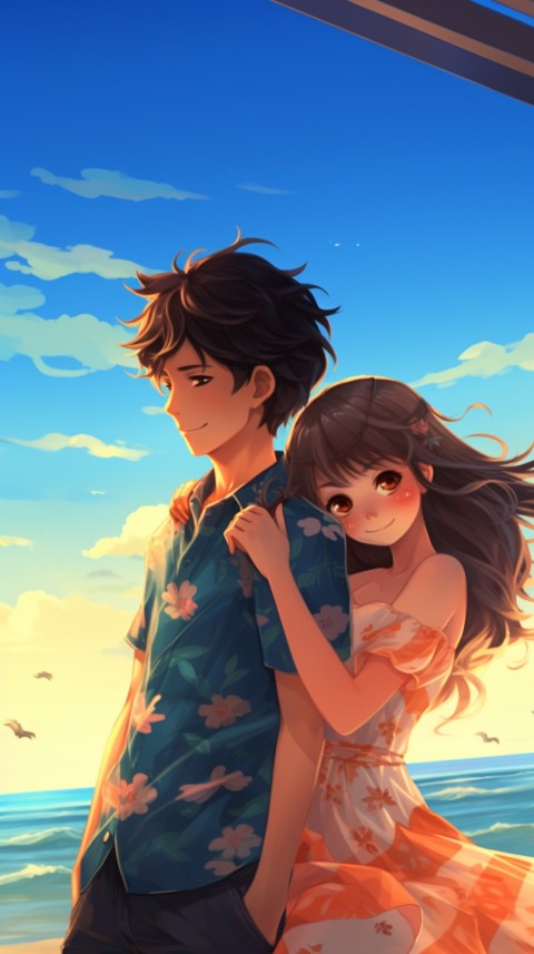 Cute Anime Couple at Beach Aesthetic Romantic Love (40)