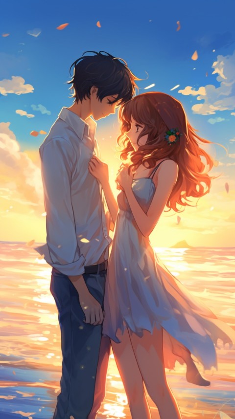 Cute Anime Couple at Beach Aesthetic Romantic Love (46)