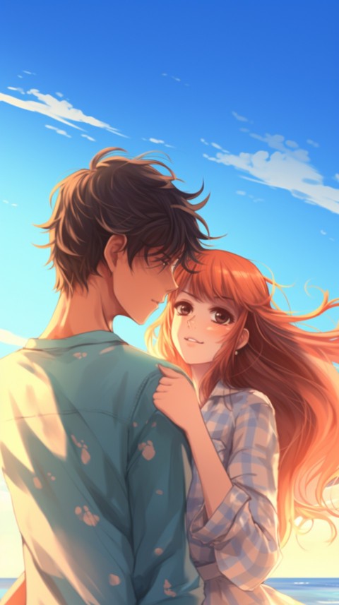 Cute Anime Couple at Beach Aesthetic Romantic Love (47)