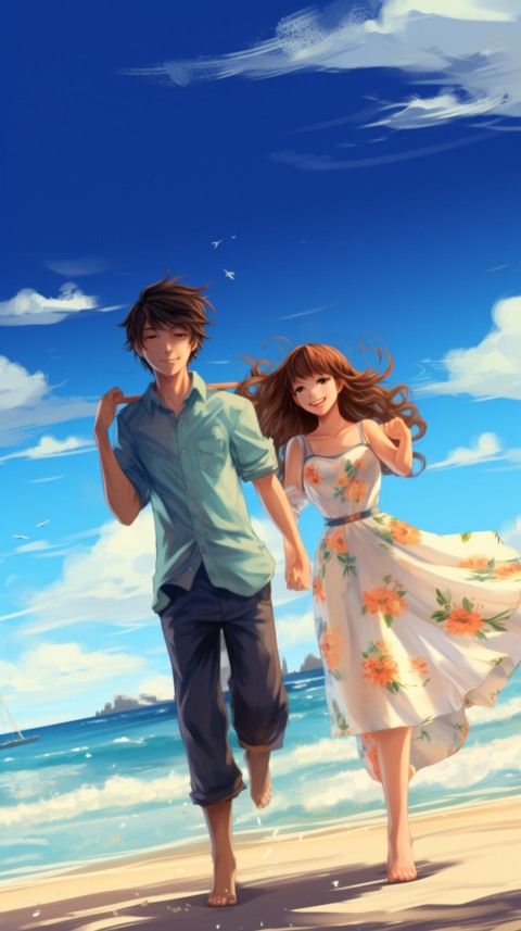 Cute Anime Couple at Beach Aesthetic Romantic Love (50)