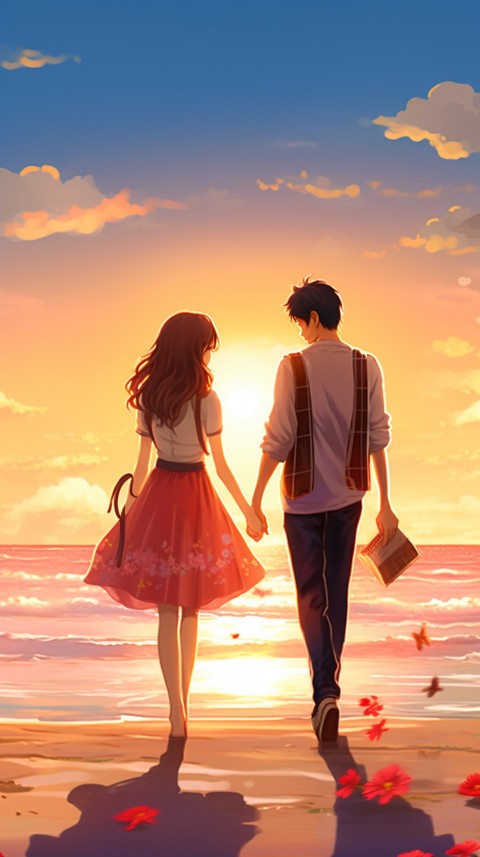 Cute Anime Couple at Beach Aesthetic Romantic Love (31)