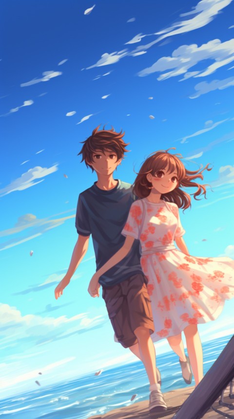 Cute Anime Couple at Beach Aesthetic Romantic Love (49)