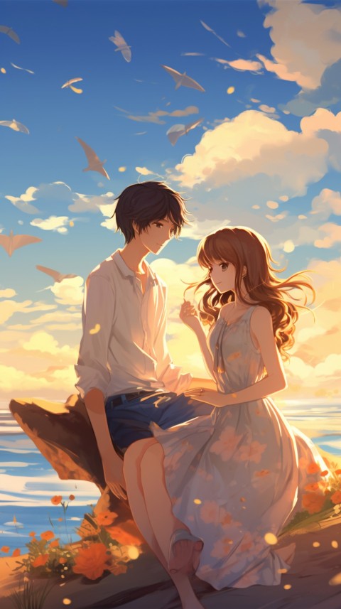 Cute Anime Couple at Beach Aesthetic Romantic Love (39)