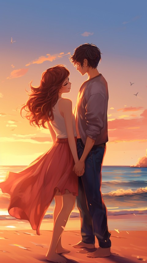 Cute Anime Couple at Beach Aesthetic Romantic Love (38)