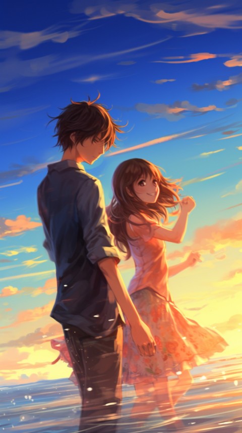 Cute Anime Couple at Beach Aesthetic Romantic Love (34)