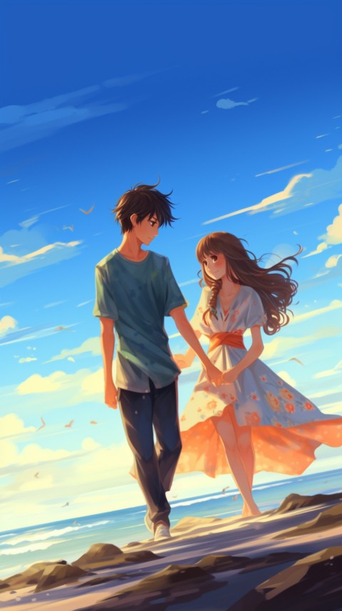 Cute Anime Couple at Beach Aesthetic Romantic Love (68)