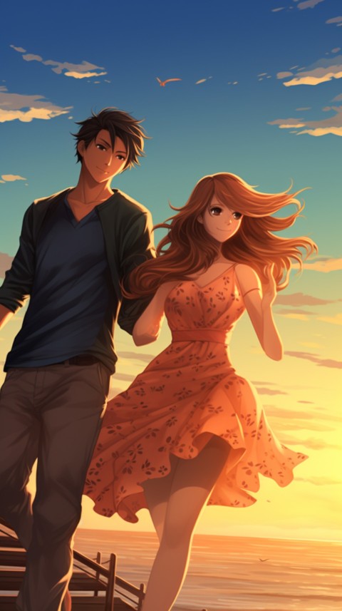 Cute Anime Couple at Beach Aesthetic Romantic Love (62)