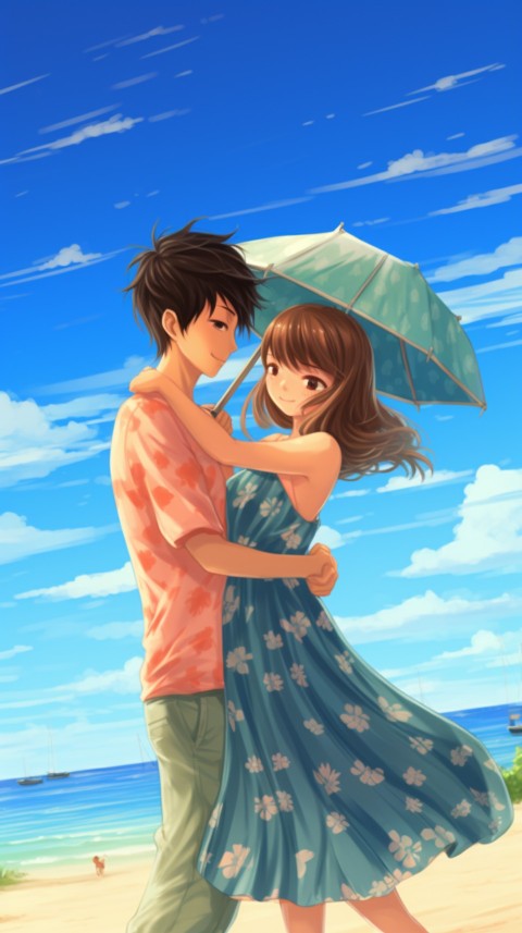 Cute Anime Couple at Beach Aesthetic Romantic Love (64)
