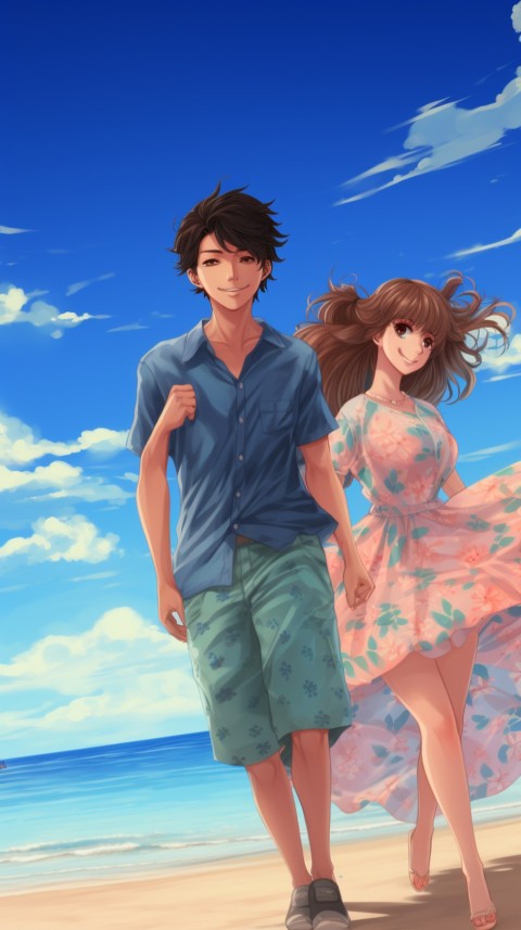 Cute Anime Couple at Beach Aesthetic Romantic Love (57)