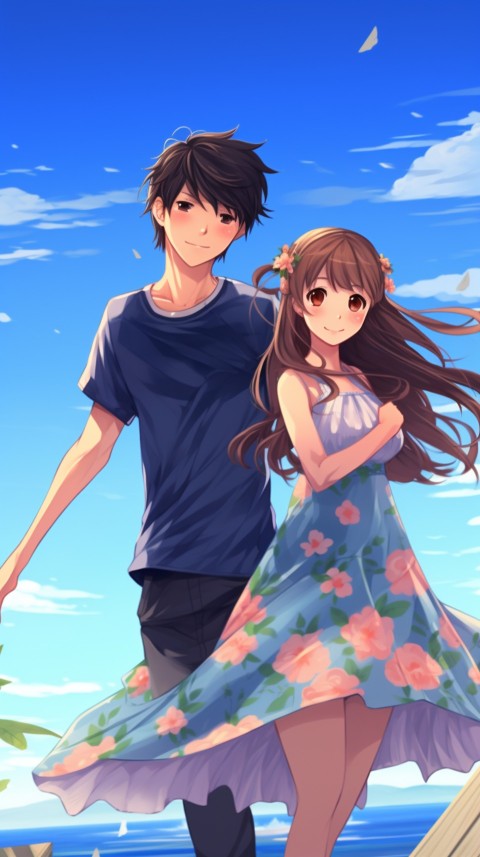 Cute Anime Couple at Beach Aesthetic Romantic Love (60)