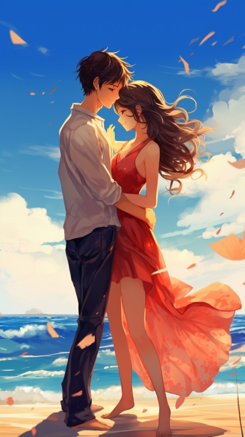 Cute Anime Couple at Beach Aesthetic Romantic Love (51)