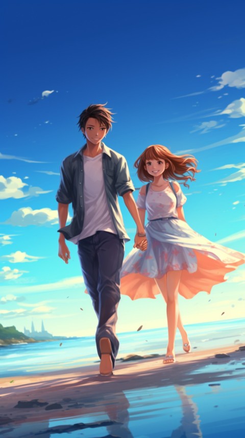 Cute Anime Couple at Beach Aesthetic Romantic Love (77)