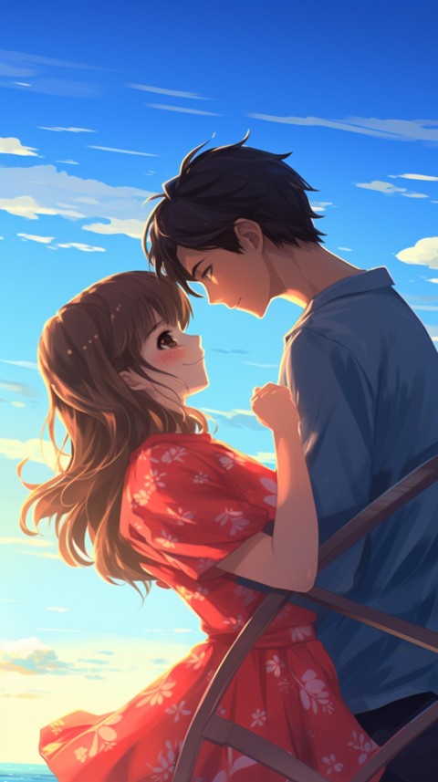 Cute Anime Couple at Beach Aesthetic Romantic Love (78)