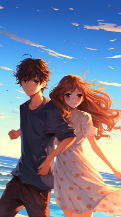 Cute Anime Couple at Beach Aesthetic Romantic Love (74)
