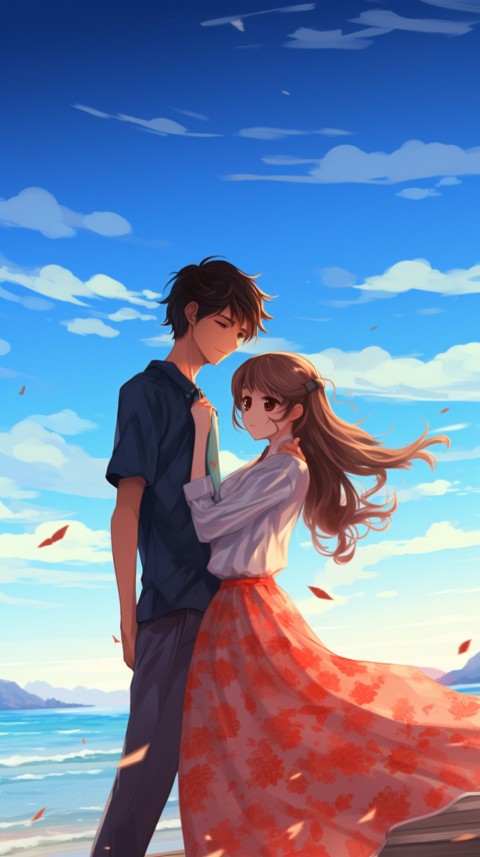 Cute Anime Couple at Beach Aesthetic Romantic Love (75)