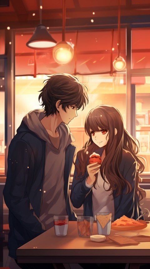 Cute Anime Couple at Restaurant Aesthetic Romantic (15)