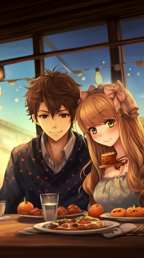 Cute Anime Couple at Restaurant Aesthetic Romantic (18)