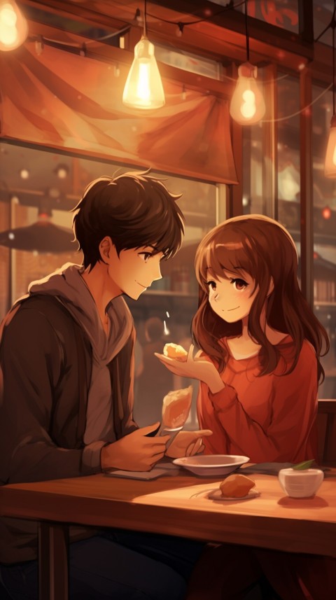 Cute Anime Couple at Restaurant Aesthetic Romantic (20)