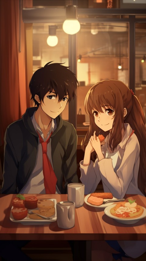 Cute Anime Couple at Restaurant Aesthetic Romantic (2)
