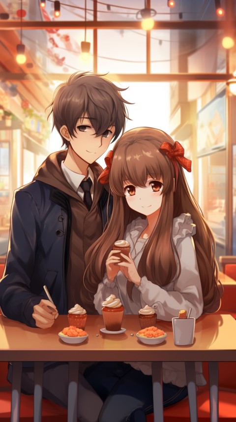 Cute Anime Couple at Restaurant Aesthetic Romantic (16)