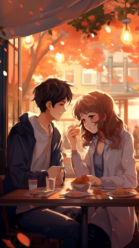 Cute Anime Couple at Restaurant Aesthetic Romantic (6)