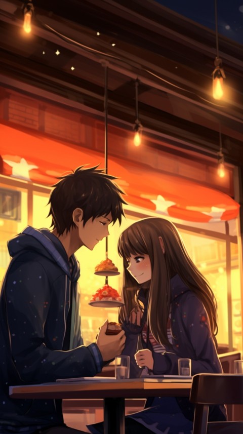 Cute Anime Couple at Restaurant Aesthetic Romantic (11)