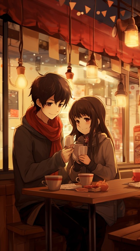 Cute Anime Couple at Restaurant Aesthetic Romantic (1)