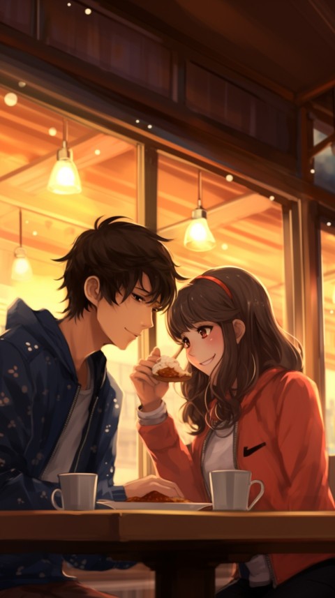 Cute Anime Couple at Restaurant Aesthetic Romantic (22)