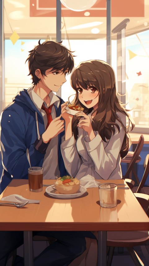 Cute Anime Couple at Restaurant Aesthetic Romantic (30)