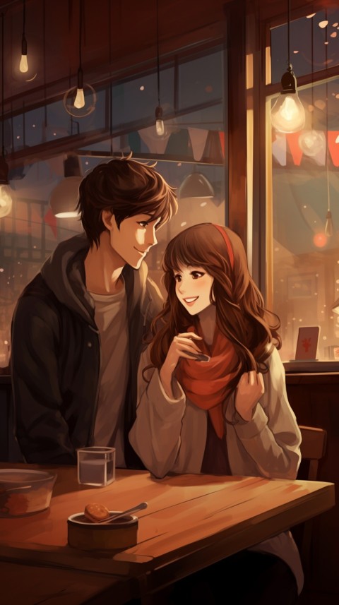Cute Anime Couple at Restaurant Aesthetic Romantic (29)