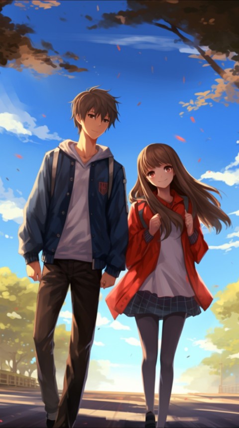 Cute Anime Couple at Road Aesthetic Romantic (1)