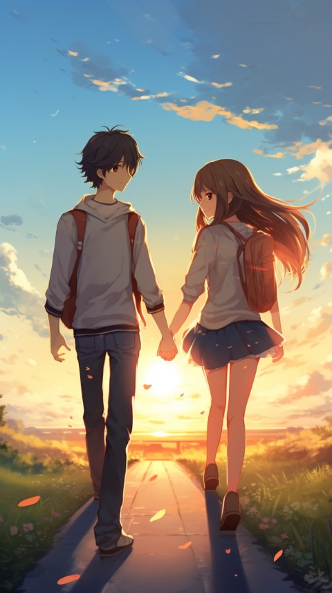 Cute Anime Couple at Road Aesthetic Romantic (14)
