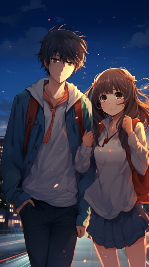 Cute Anime Couple at Road Aesthetic Romantic (8)
